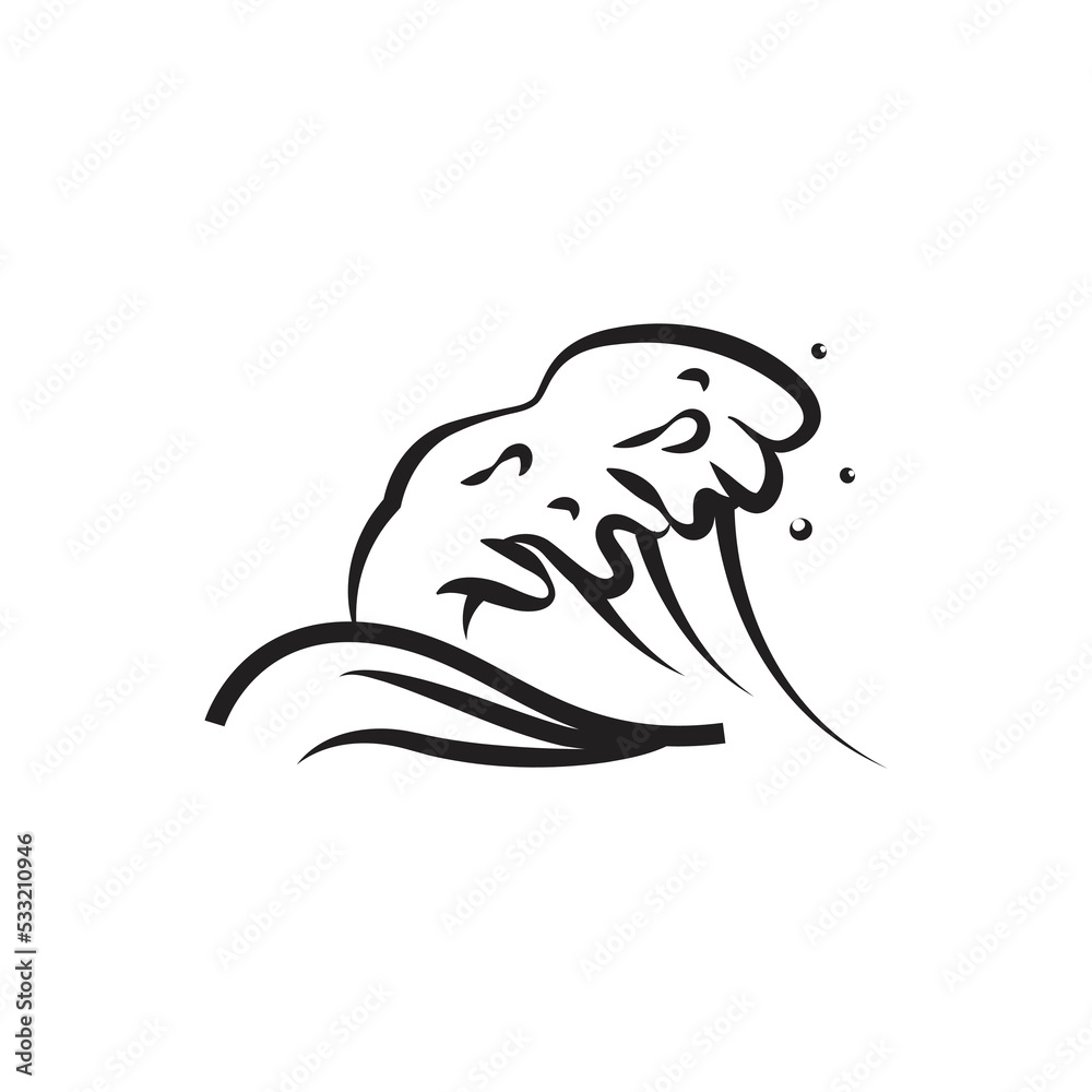Line art sea wave design vector isolated Line art sea wave design vector isolated