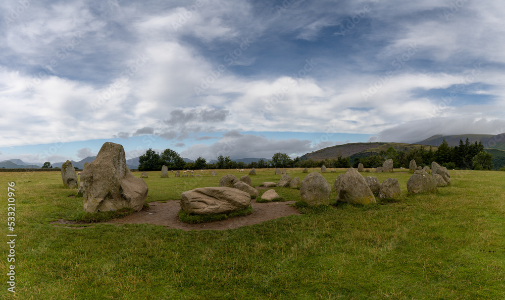 view of the Castlerigg Stone Circle in the Lake District National Park in Cumbria