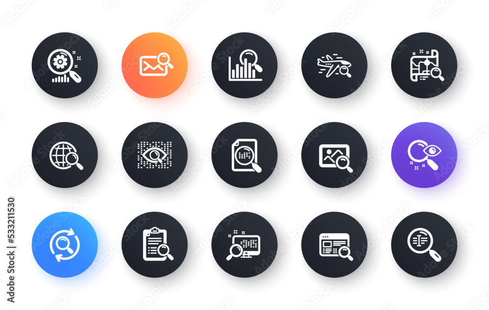 Search icons. Indexation, Artificial intelligence and Car rental. Search images classic icon set. Circle web buttons. Vector Search icons. Indexation, Artificial intelligence and Car rental. Search images classic icon set. Circle web buttons. Vector