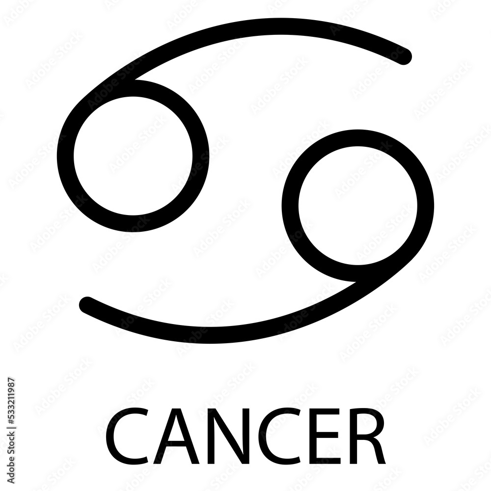 Cancer zodiac sign. Astrological calendar. Zodiacal black horoscope Cancer zodiac sign. Astrological calendar. Zodiacal black horoscope