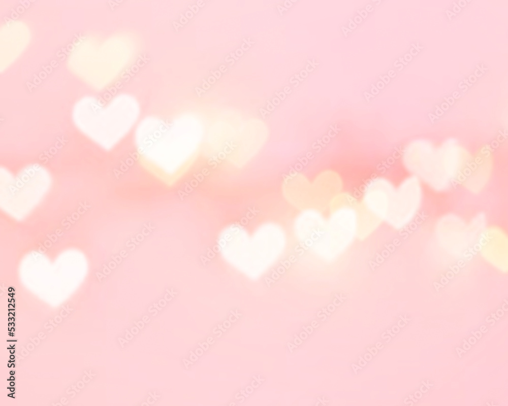 Pink blurred hearts background. Valentine's day texture. Soft blur.