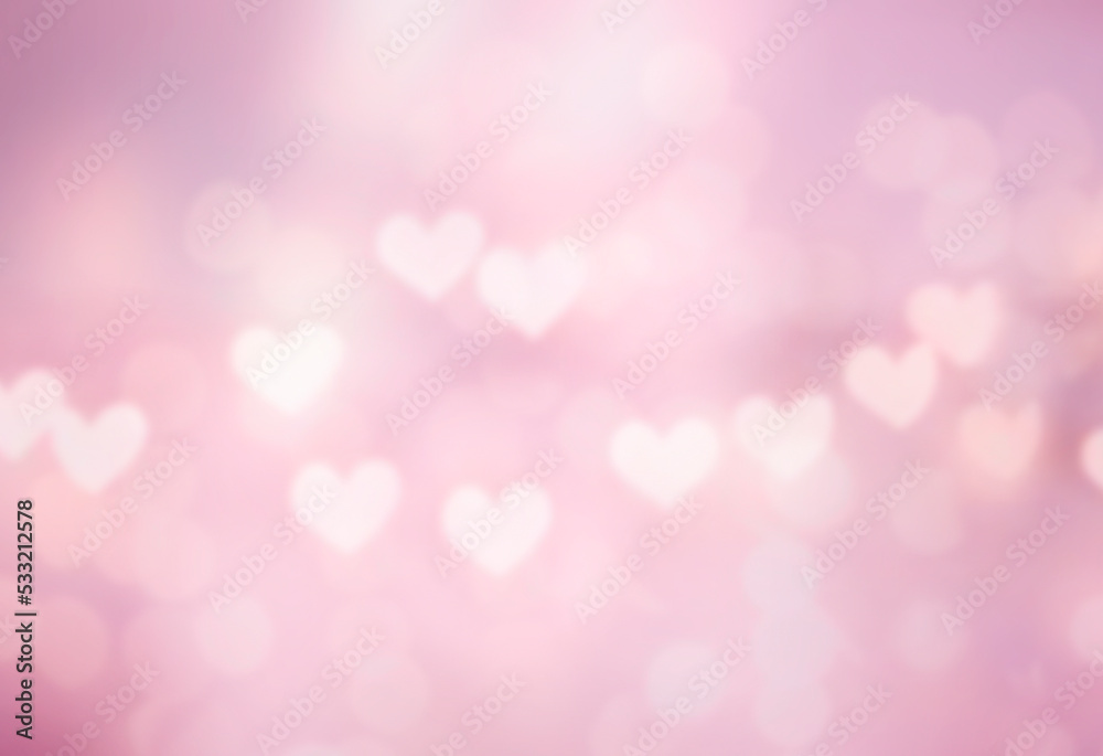 Fototapeta premium Pink blurred hearts texture. Valentine's background. Romantic backdrop.