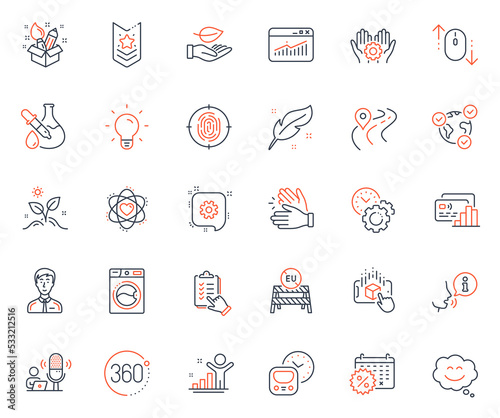 Business icons set. Included icon as Light bulb, Cogwheel and Scroll down web elements. Grow plant, Metro, Winner icons. Leaf, Shoulder strap, Employee hand web signs. Vector