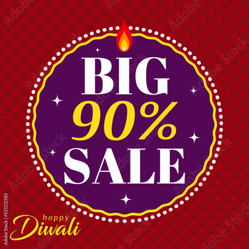 Banner big sale. Festival of Lights, Diwali. Traditional Indian festival. Vector, illustration