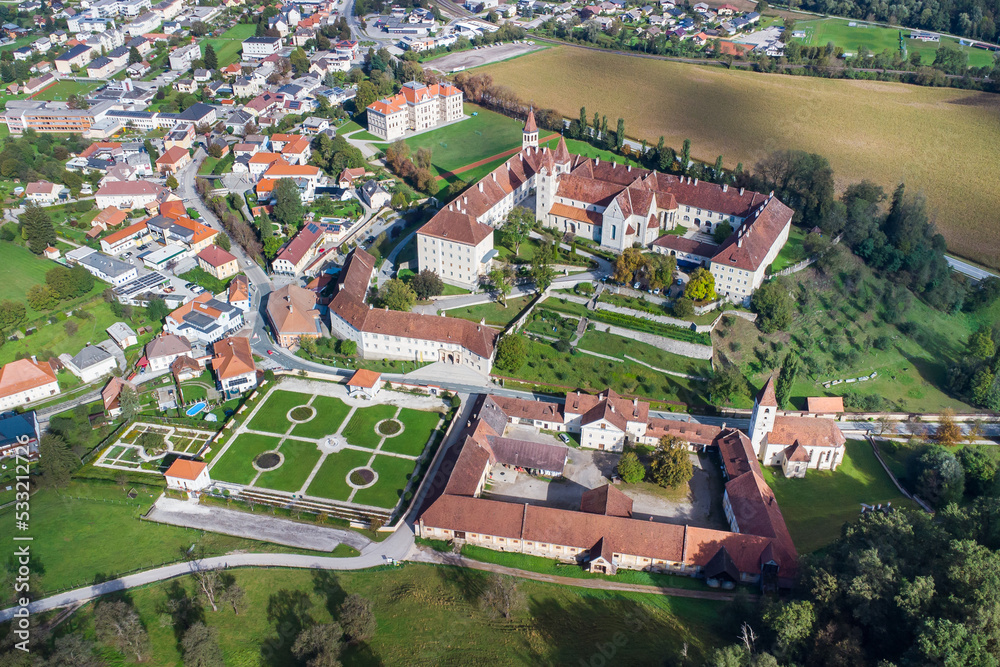 Aerial view of the Benedictine monastery St. Paul in Austria