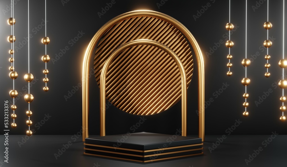 3D rendering of blank product background for cream cosmetics Modern black podium background 3D rendering of blank product background for cream cosmetics Modern black podium background