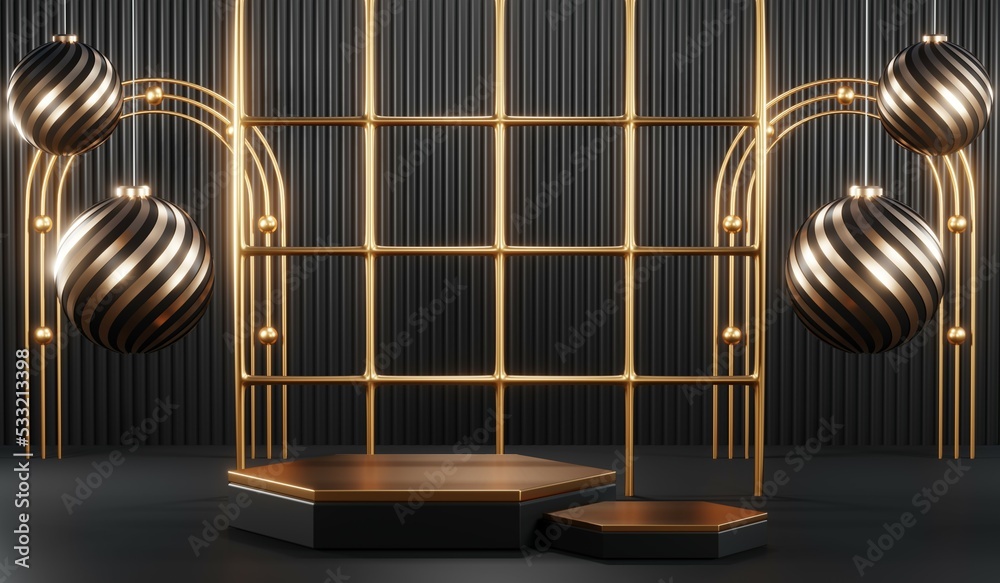 3D rendering of blank product background for cream cosmetics Modern black podium background 3D rendering of blank product background for cream cosmetics Modern black podium background