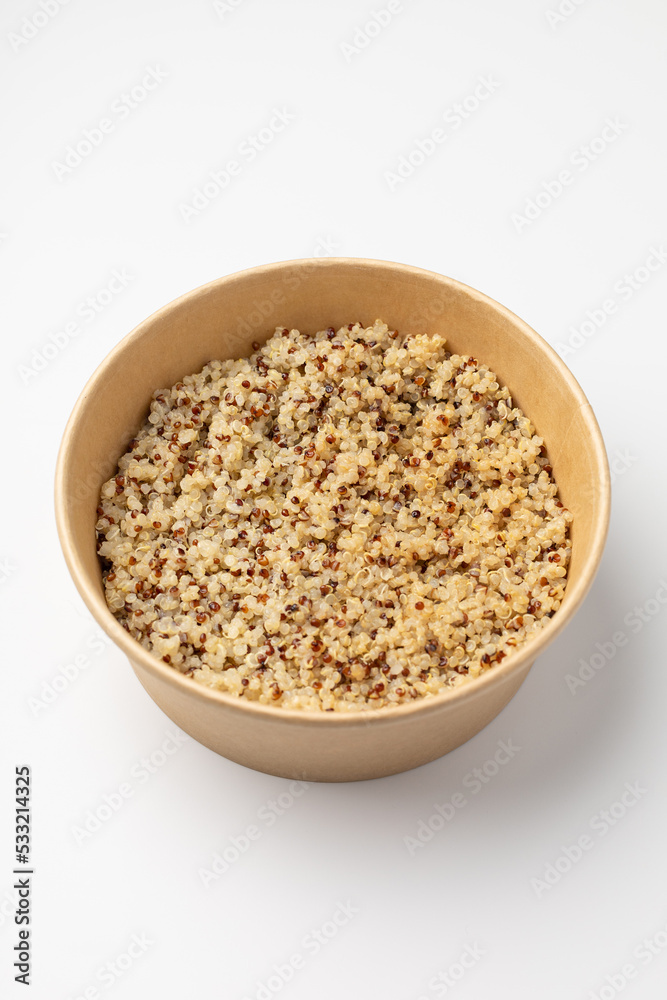 Quinoa poke on white background