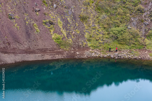 Fototapeta Naklejka Na Ścianę i Meble -  Landscape of the Kerid Vulcano crater and lake (Iceland)