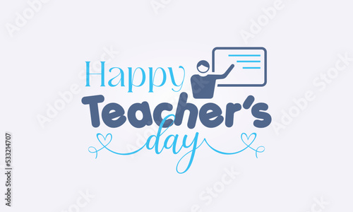 Happy teachers' day, october 5. Unique hand-drawn calligraphy banner design. Lettering poster with text happy teachers day. Vector illustration.