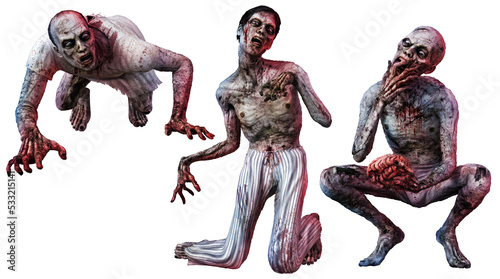 Horror zombie loonies 3D illustration	 photo