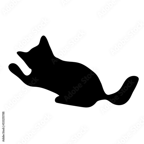 Silhouette of a cat, highlighted on a white background.