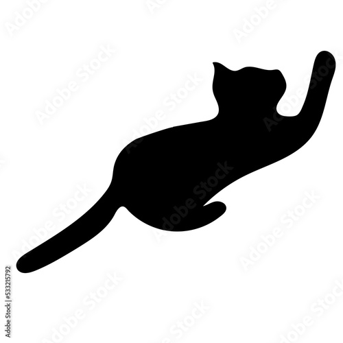 Silhouette of a cat, highlighted on a white background.