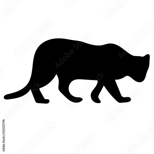 Silhouette of a cat, highlighted on a white background.