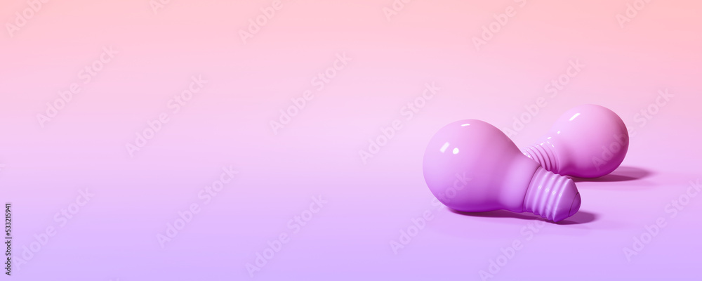 Light bulb on a colored background - 3D render