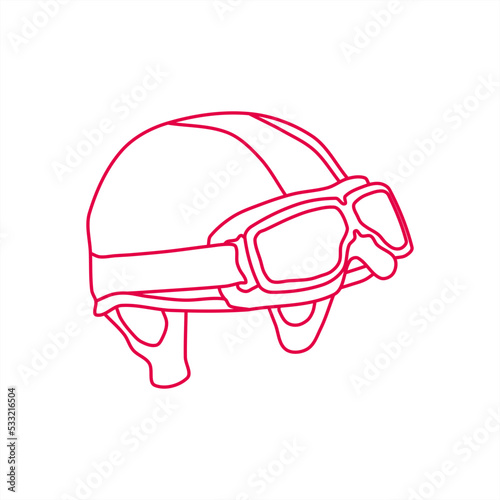 line art of retro half helmets with goggles