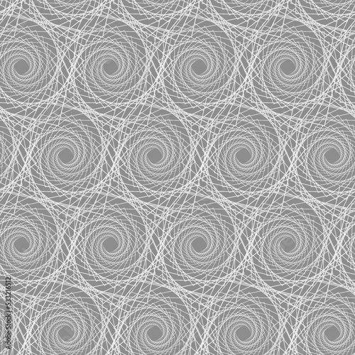 Seamless pattern of monochrome fractal curves. Fractals. Background of fractals. Background in shades of gray. Seamless pattern in shades of gray.
