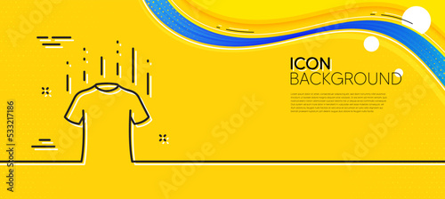 Dry t-shirt line icon. Abstract yellow background. Laundry shirt sign. Clothing cleaner symbol. Minimal dry t-shirt line icon. Wave banner concept. Vector