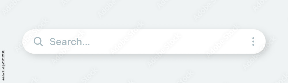 Search bar with round corners. Internet browser engine with search box, address bar and text field. UI design, website interface element with web icons and push button. Vector illustration - obrazy, fototapety, plakaty 
