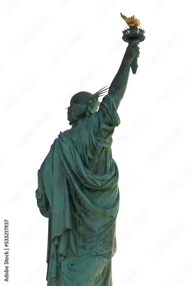 Fototapeta premium Statue of Liberty - isolated on white rear view