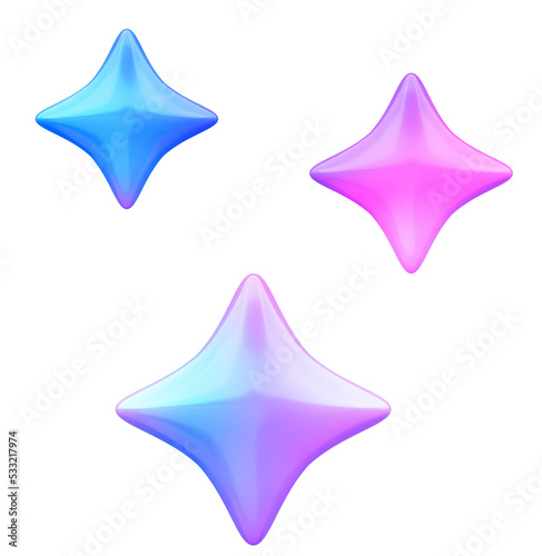 Glossy Holographic 3d Star