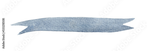 Hand-drawn watercolor waving ribbon for chevrons, logos, inscriptions. Isolated element on white background for design.