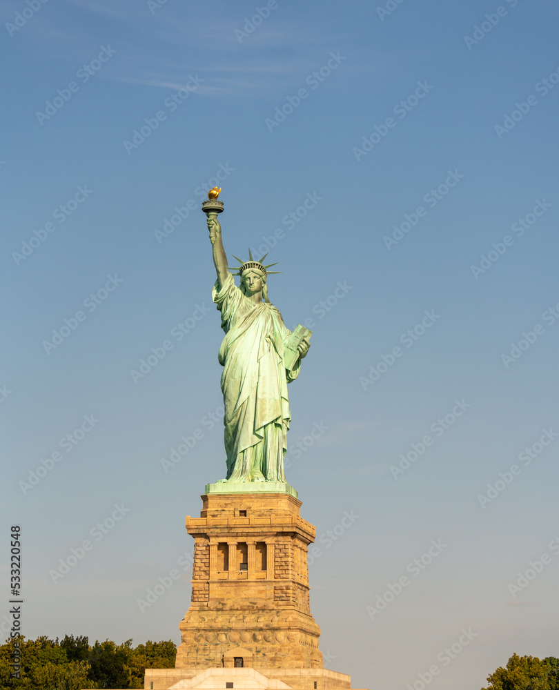 Fototapeta premium Side view of the Statue of Liberty with space for an inscription
