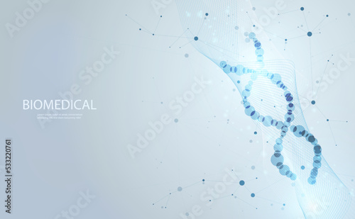 Abstract health science consist DNA digital technology concept  modern medical on hi tech future blue background.