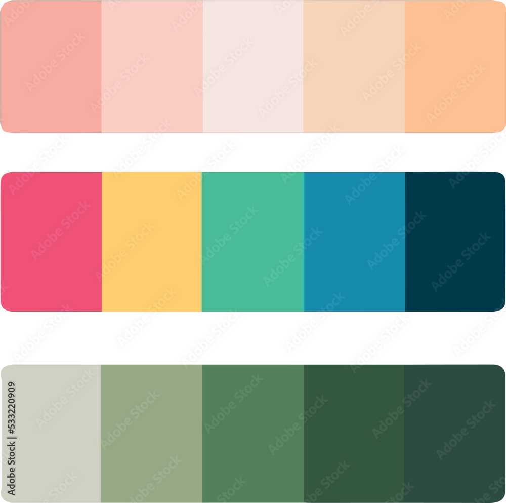 set of colorful background, Color trend 2020 palette for spring, summer 2020 in HEX, CMYK, RGB values. Set year color trend for fashion, home, interior design, a vecto illustration. Color swatch trend