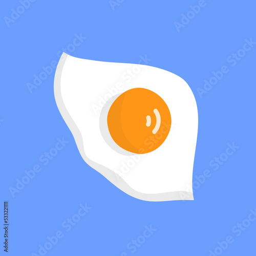 Cooked fried eggs. Cut pieces. Nutritious omelet. Tasty breakfast. Hot pan. Healthy food. Protein chicken product. Flat vector isolated  illustration