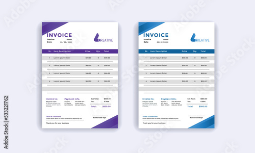 corporate invoice template vector, Invoice template design in abstract style