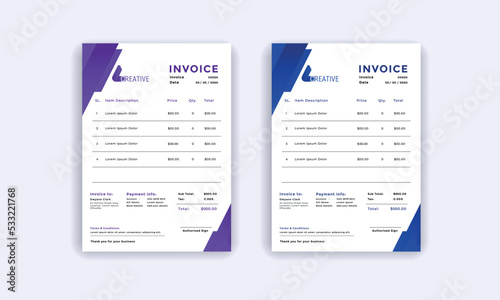 abstract invoice template design. colorful abstract invoice vector