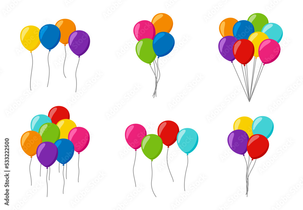 Set of colorful helium balloons Set of colorful helium balloons