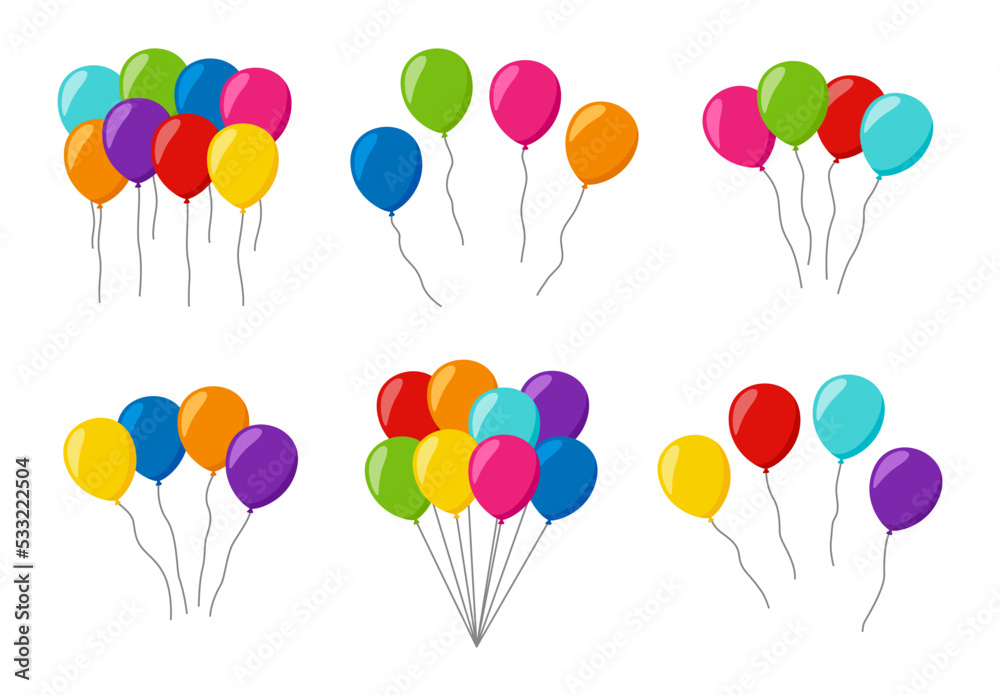 Set of colorful helium balloons Set of colorful helium balloons