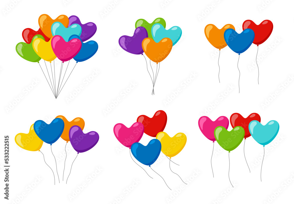 Set of colorful helium balloons