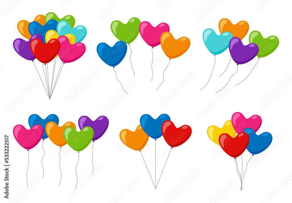 Set of colorful helium balloons Set of colorful helium balloons