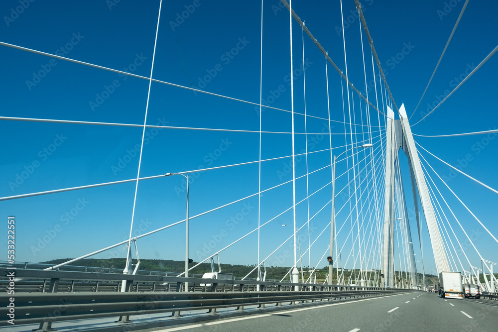 Yavuz Sultan Selim Bridge entrance in daylight in Turkey