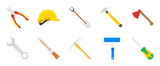 Set of tools isolated on white background