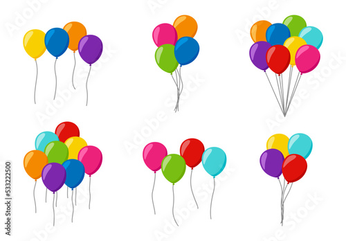Set of colorful helium balloons