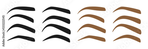 Set of Eyebrow shapes on white background