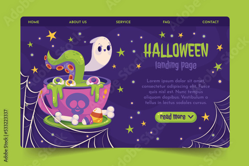 gradient halloween landing page template vector design illustration