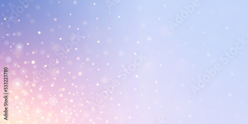 Cute bright multicolored light background with lots of snowflakes