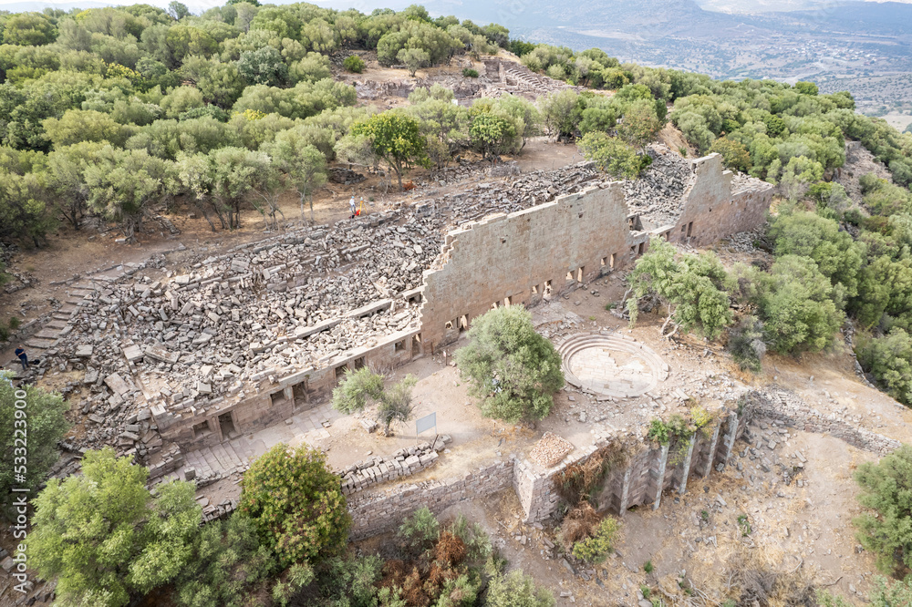 Aigai Ancient City ruins, the city is one of the 12 Aiol cities in Western Anatolia.