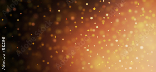 Abstract gold bokeh with black background