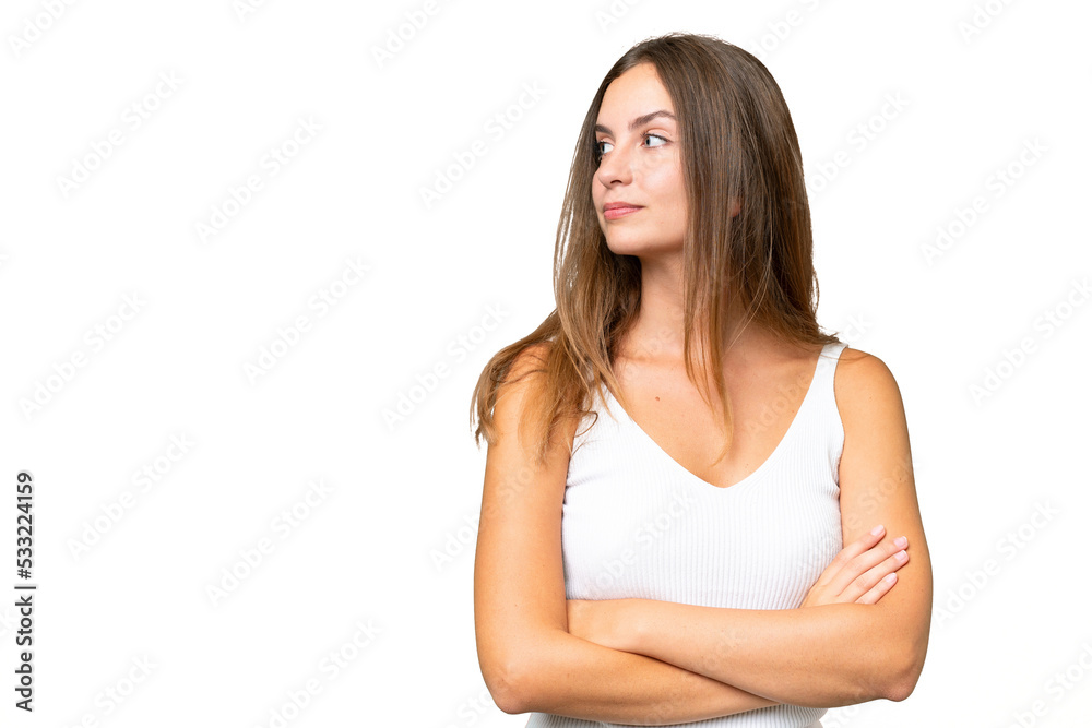 Young pretty woman over isolated background looking to the side Young pretty woman over isolated background looking to the side