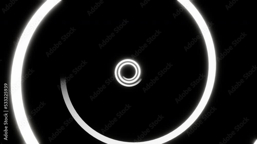 White rotating spiral illusion on black background loop animation