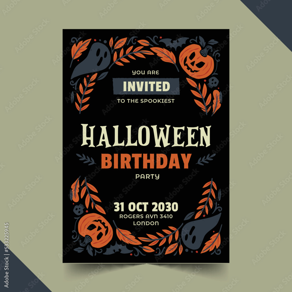 halloween celebration invitation template vector design illustration
