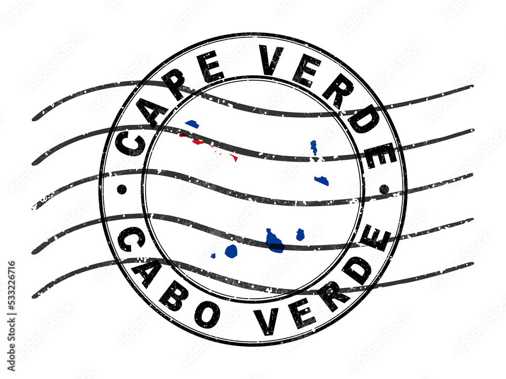 Map of Cape Verde, Postal Passport Stamp, Travel Stamp Stock