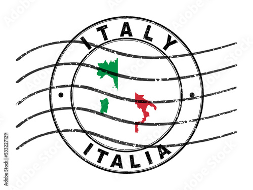 Map of Italy, Postal Passport Stamp, Travel Stamp