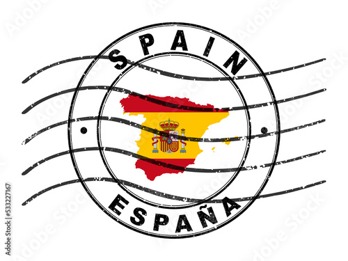 Map of Spain, Postal Passport Stamp, Travel Stamp